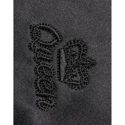 Dolce & Gabbana Black Silk Ascot Collared Button Blouse Top