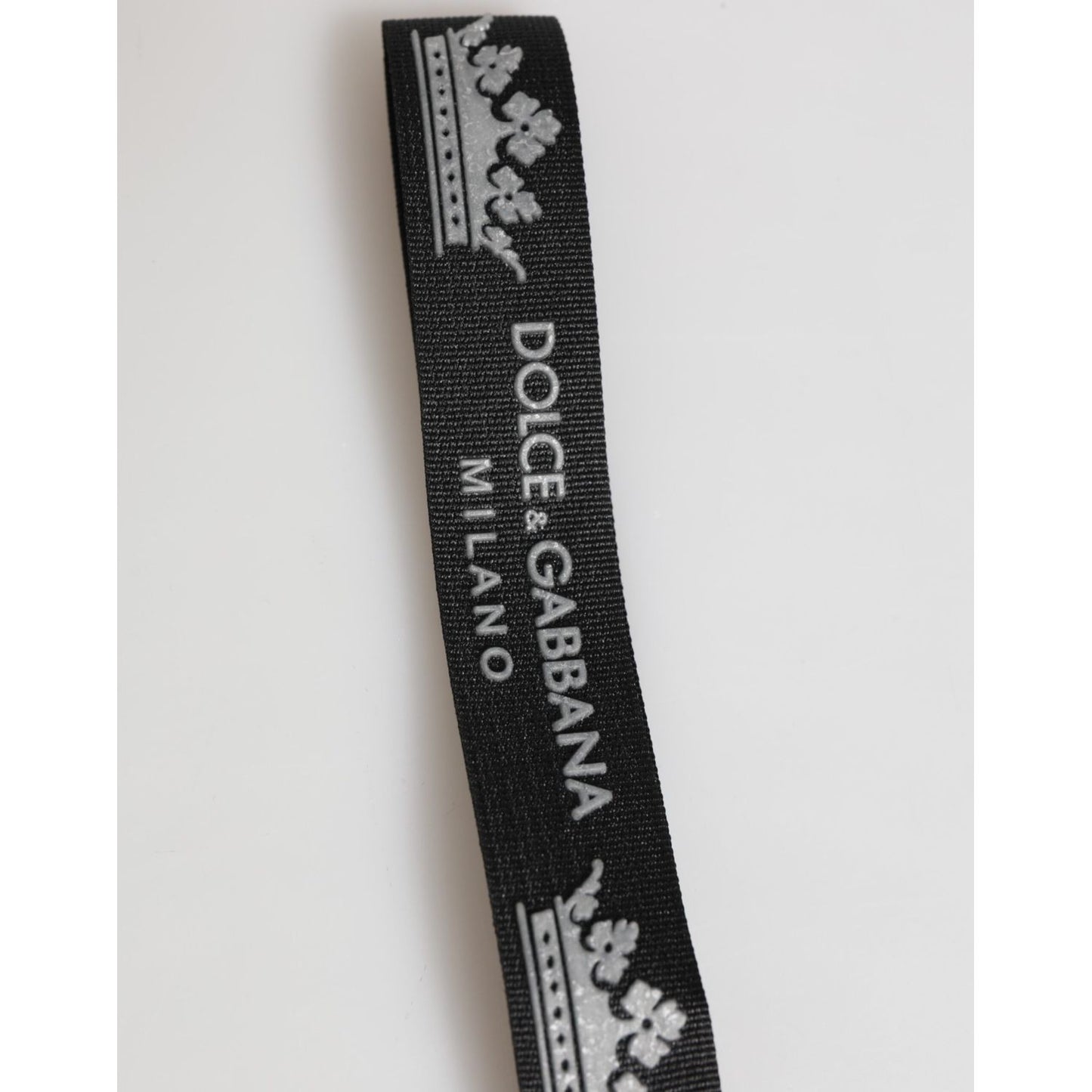 Dolce & Gabbana Black Silver Nylon DG Crown Men's Holder Keychain Keyring