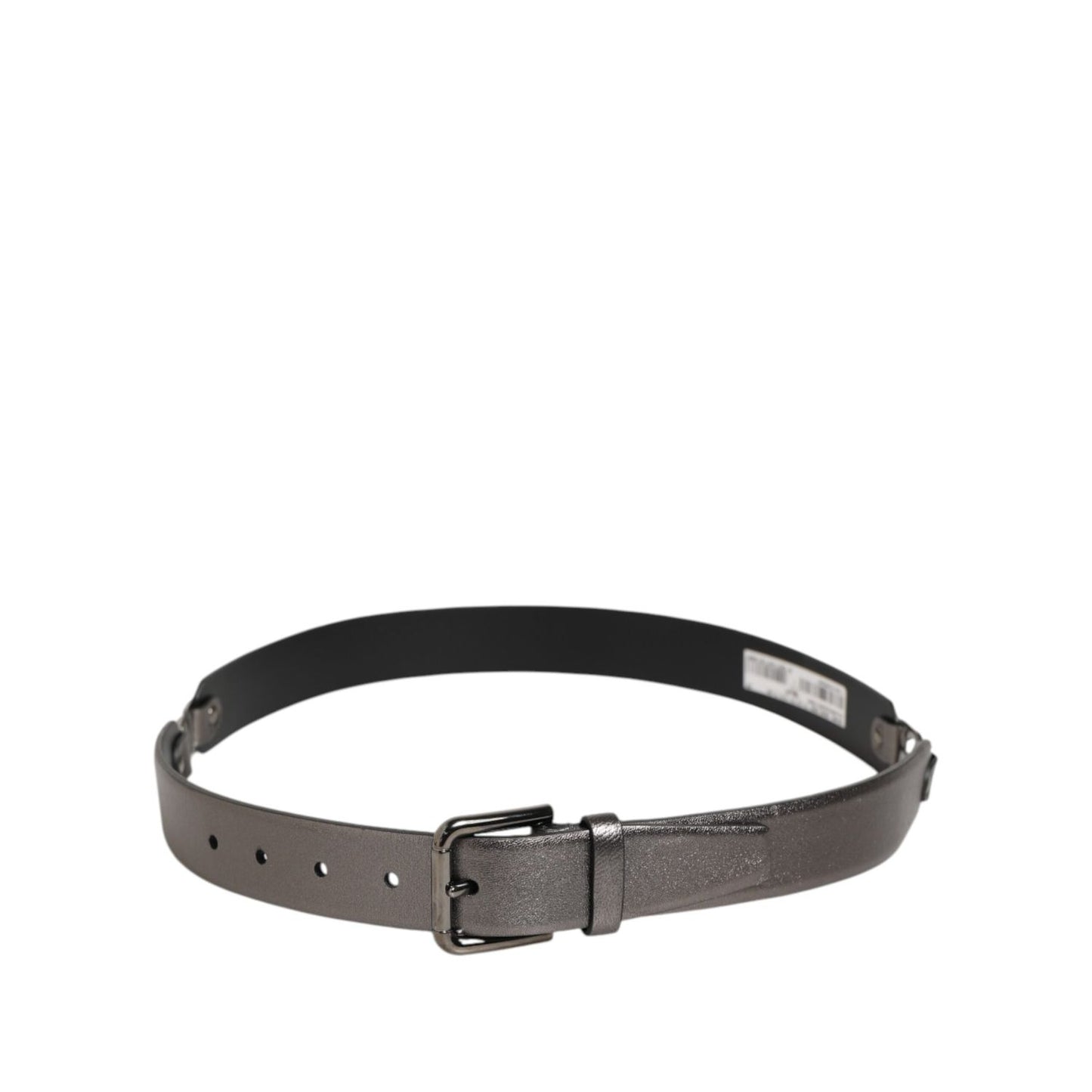 Dolce & Gabbana Black Silver Pebbled Texture Leather Buckle Men Belt
