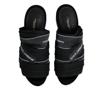 Dolce & Gabbana Black Slides Slip On Sandals Shoes