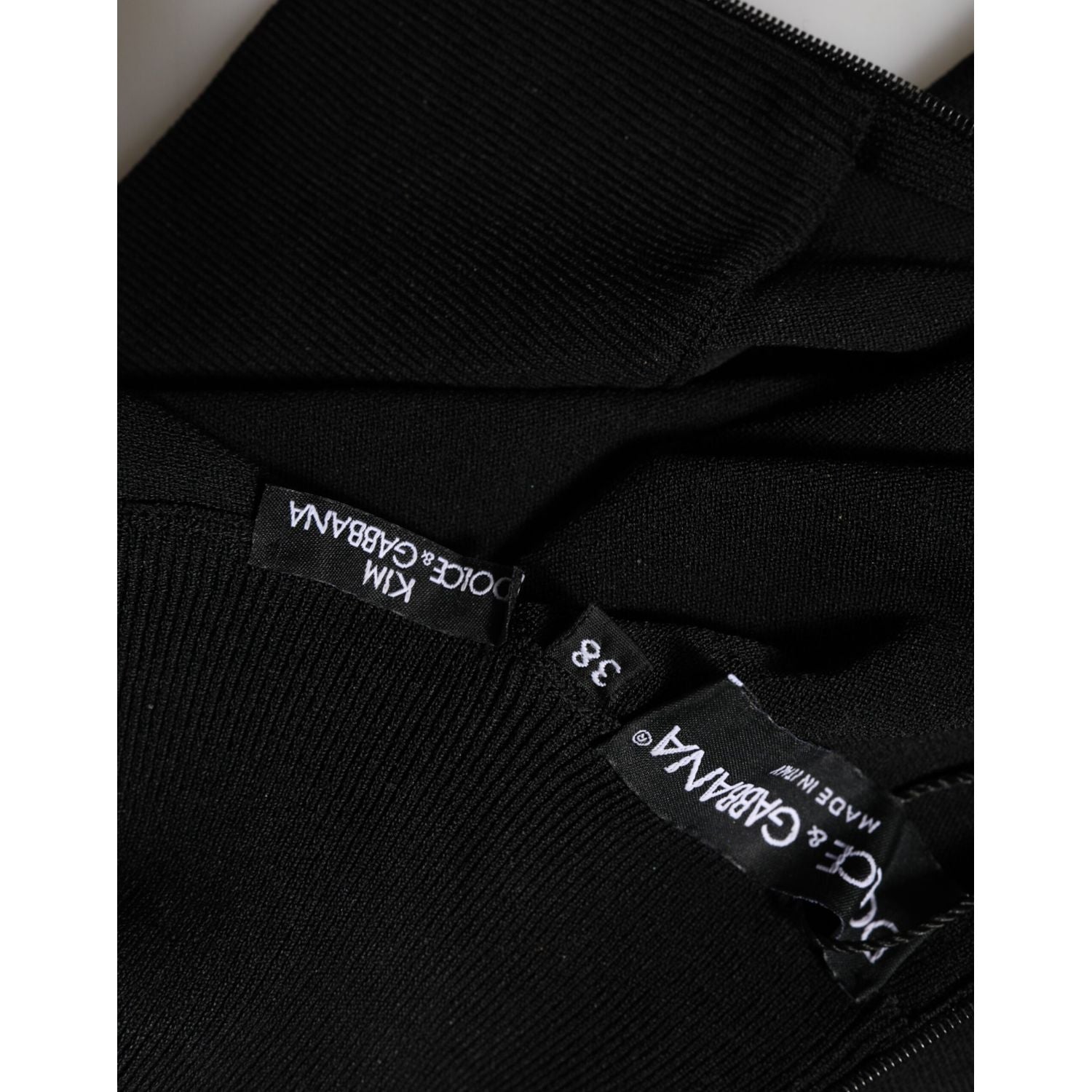 Dolce & Gabbana Black Viscose Turtle Neck Crop Pullover Top