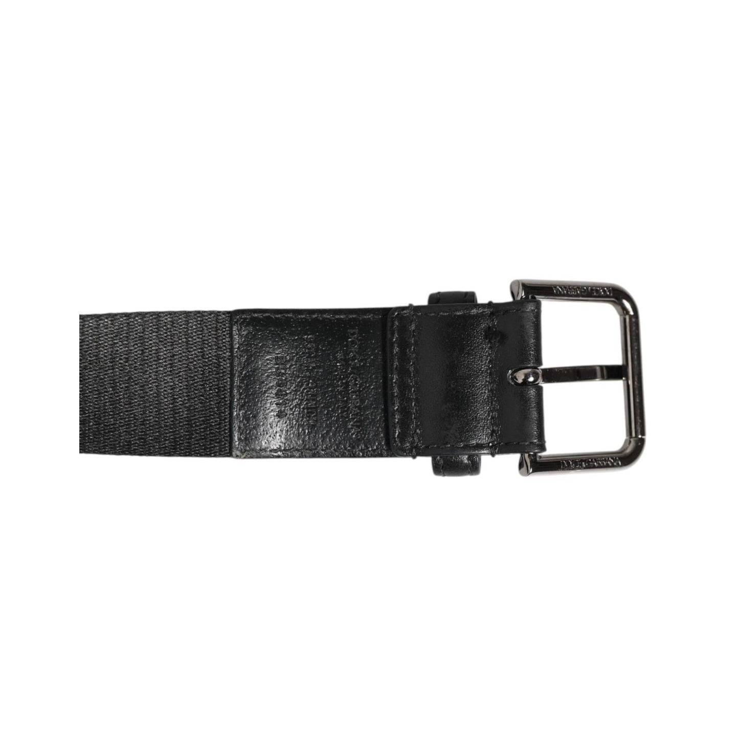 Dolce & Gabbana Black White Printed Metal Logo Buckle Belt