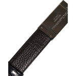 Dolce & Gabbana Blue Brown Leather Buckle Reversible Belt with gold and silver metal details, made in Italy, luxury fashion accessory