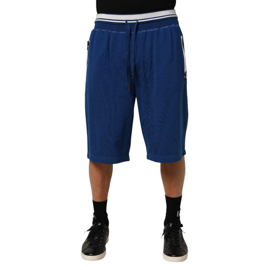 Dolce & Gabbana Blue Cotton Blend Bermuda Sweatpants Shorts