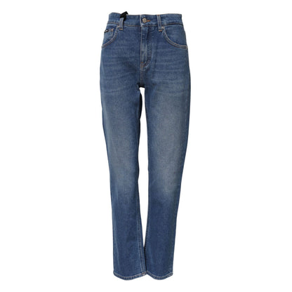 Dolce & Gabbana Blue Cotton High Waist Tapered Denim Jeans