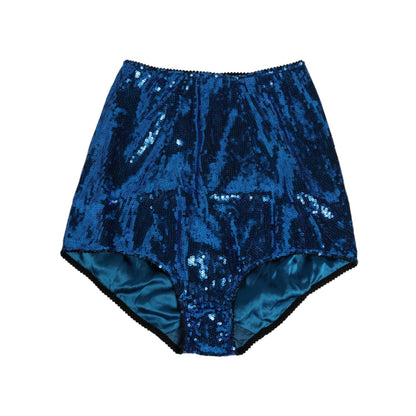 Dolce & Gabbana Blue Sequin Embellished High Waist Girdle Underwear