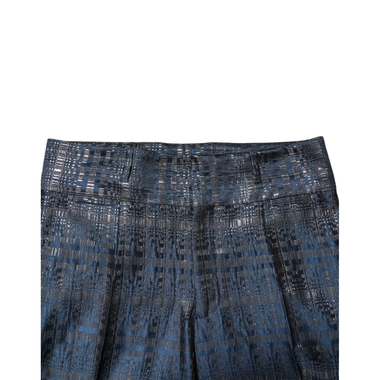 Dolce & Gabbana Blue Silver Shiny Silk Skinny Men Trouser Pants