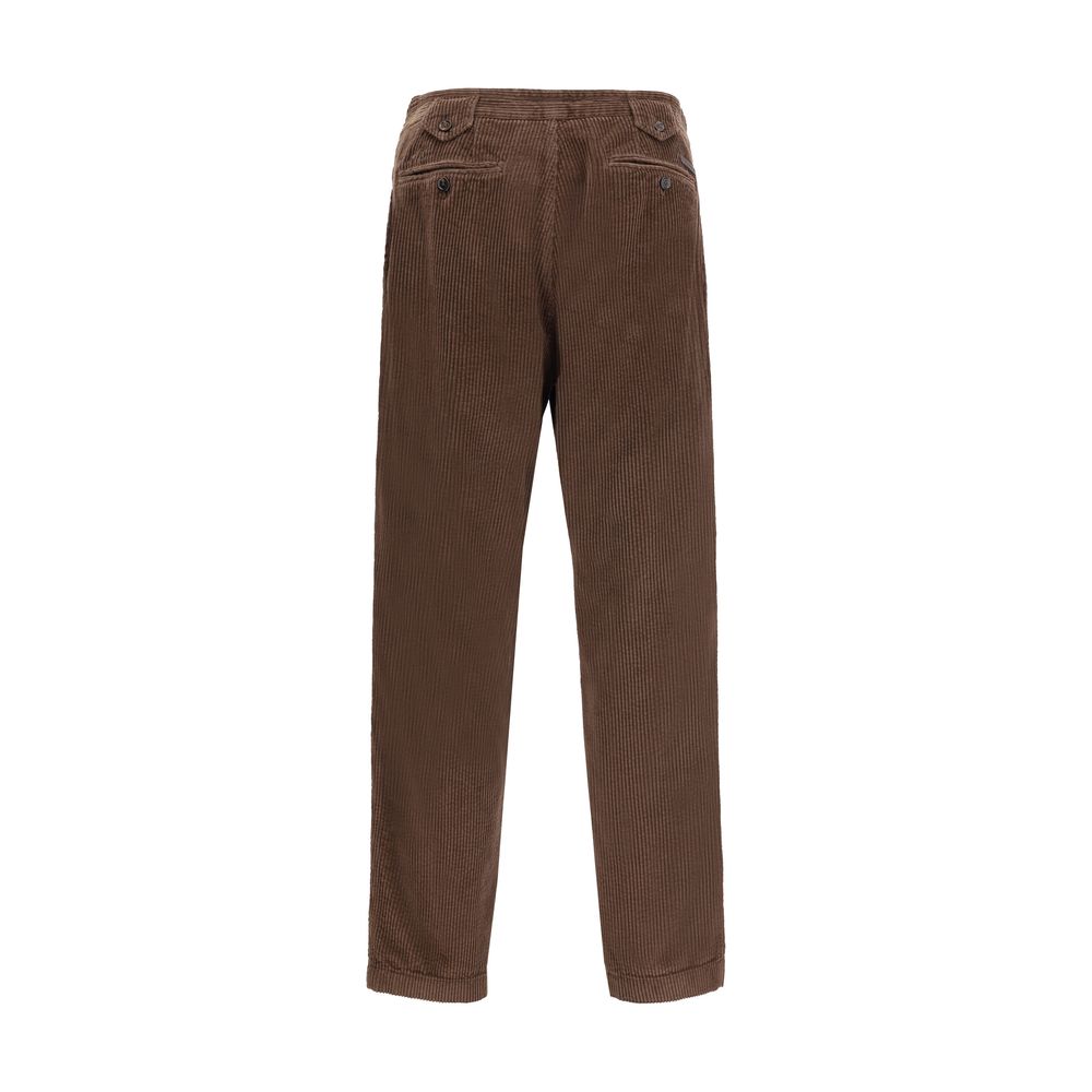 Dolce & Gabbana Brown Cotton Casual Pants, AW25 season, regular fit corduroy with zipper and button closure, back view.