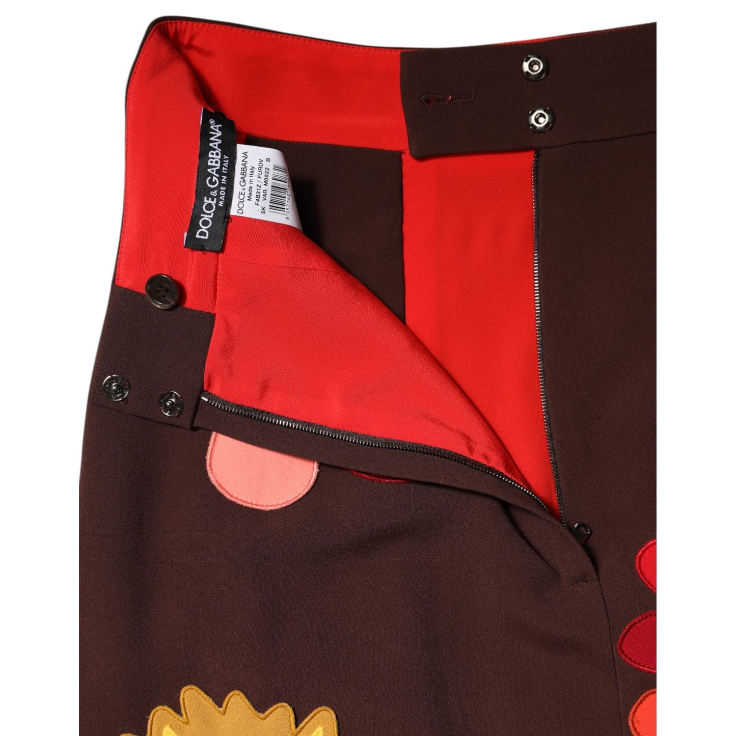 Dolce & Gabbana Brown Floral High Waist Side Slit Skirt