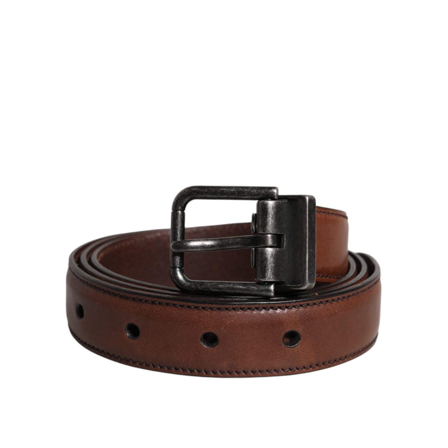 Dolce & Gabbana Brown Leather Metal Buckle Classic Belt