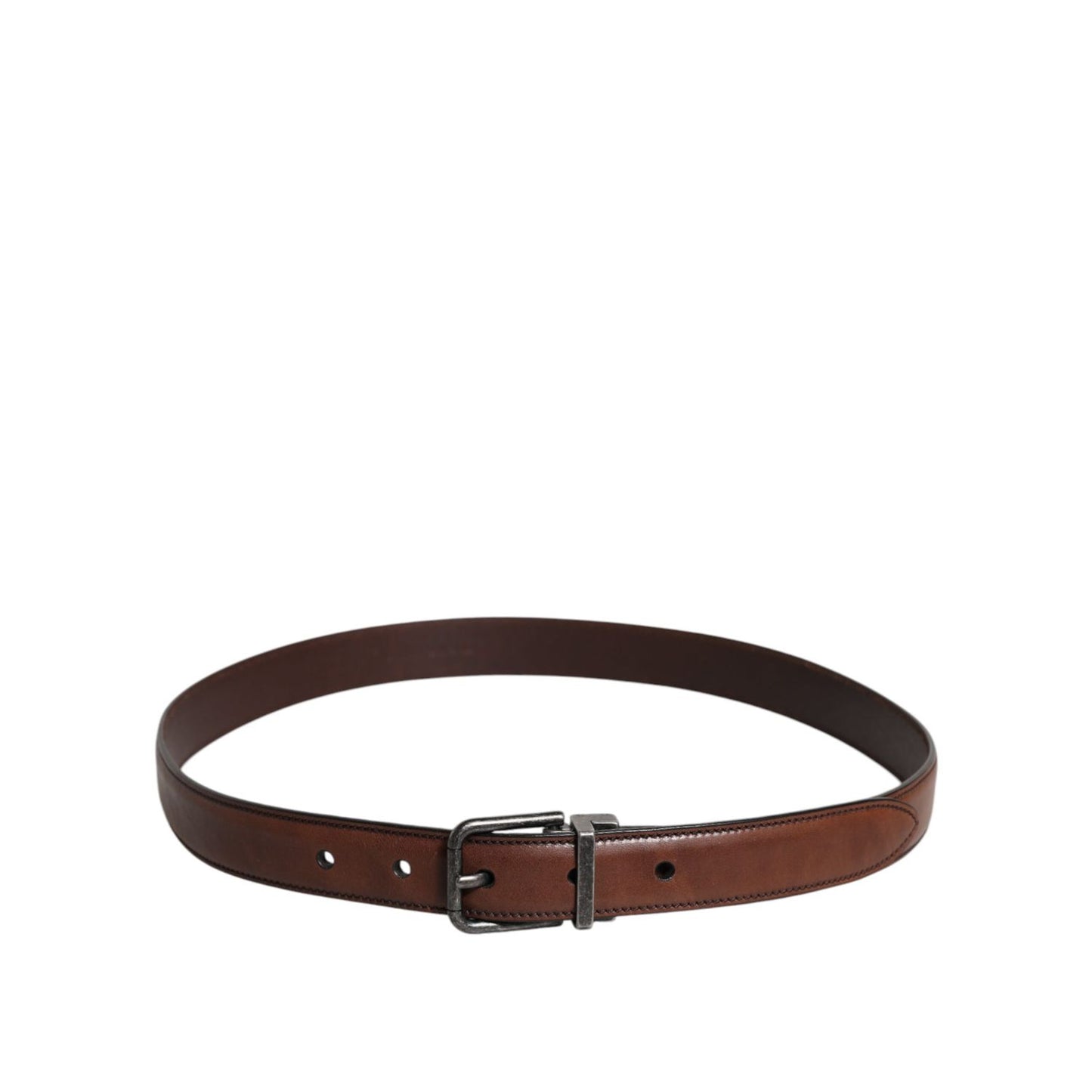 Dolce & Gabbana Brown Leather Metal Buckle Classic Belt