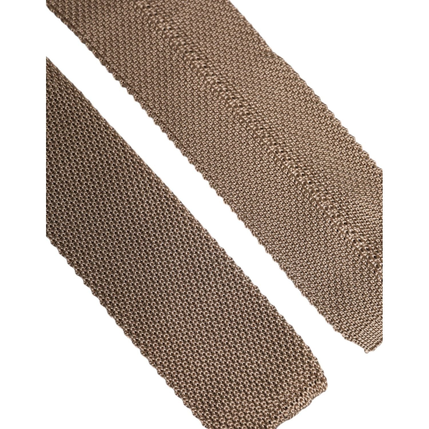 Dolce & Gabbana Brown Silk Adjustable Necktie Tie