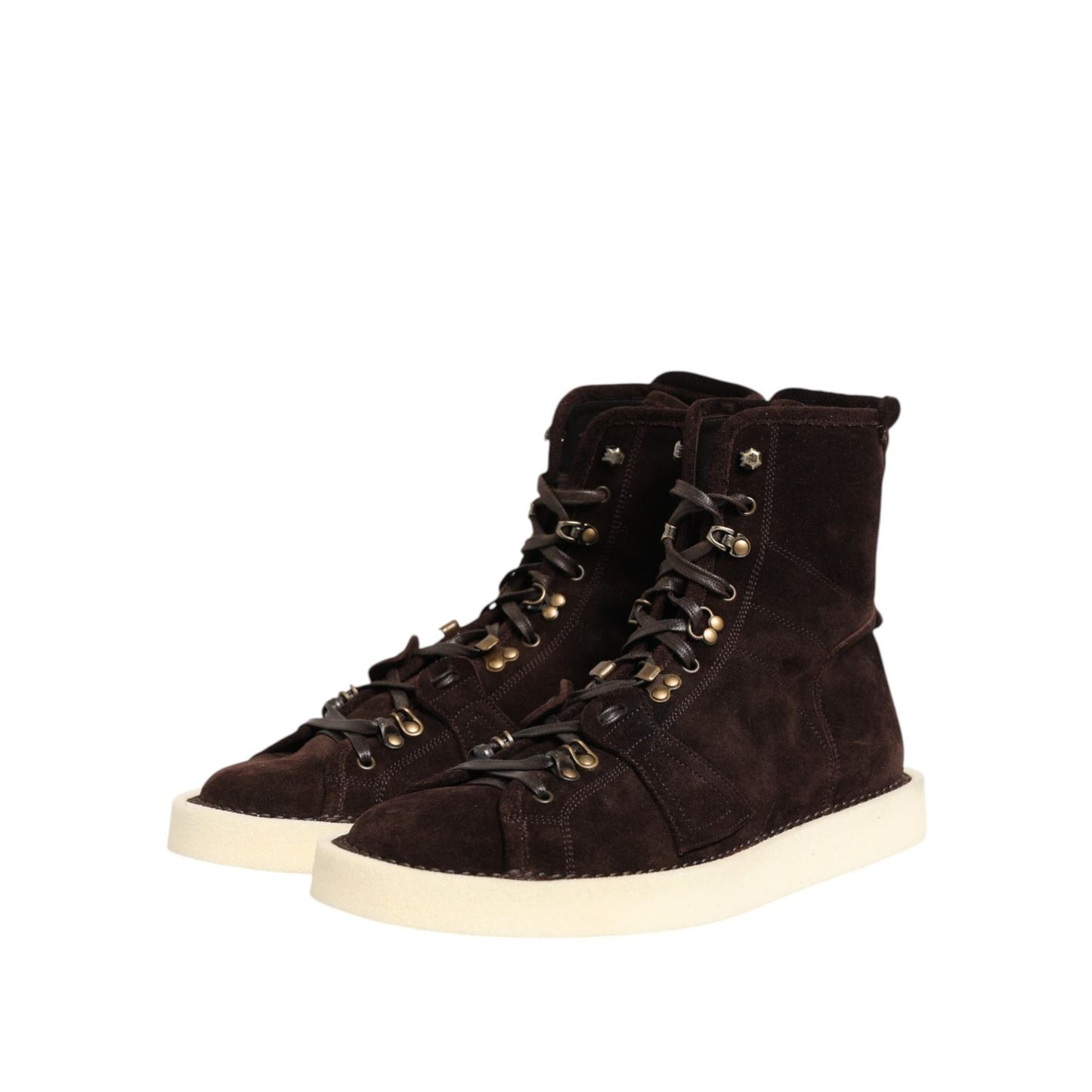 Dolce & Gabbana Brown Suede Lace Up Ankle Short Boots Shoes