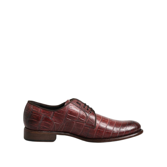 Dolce & Gabbana Burgundy Leather Lace Up Derby Dress Shoes
