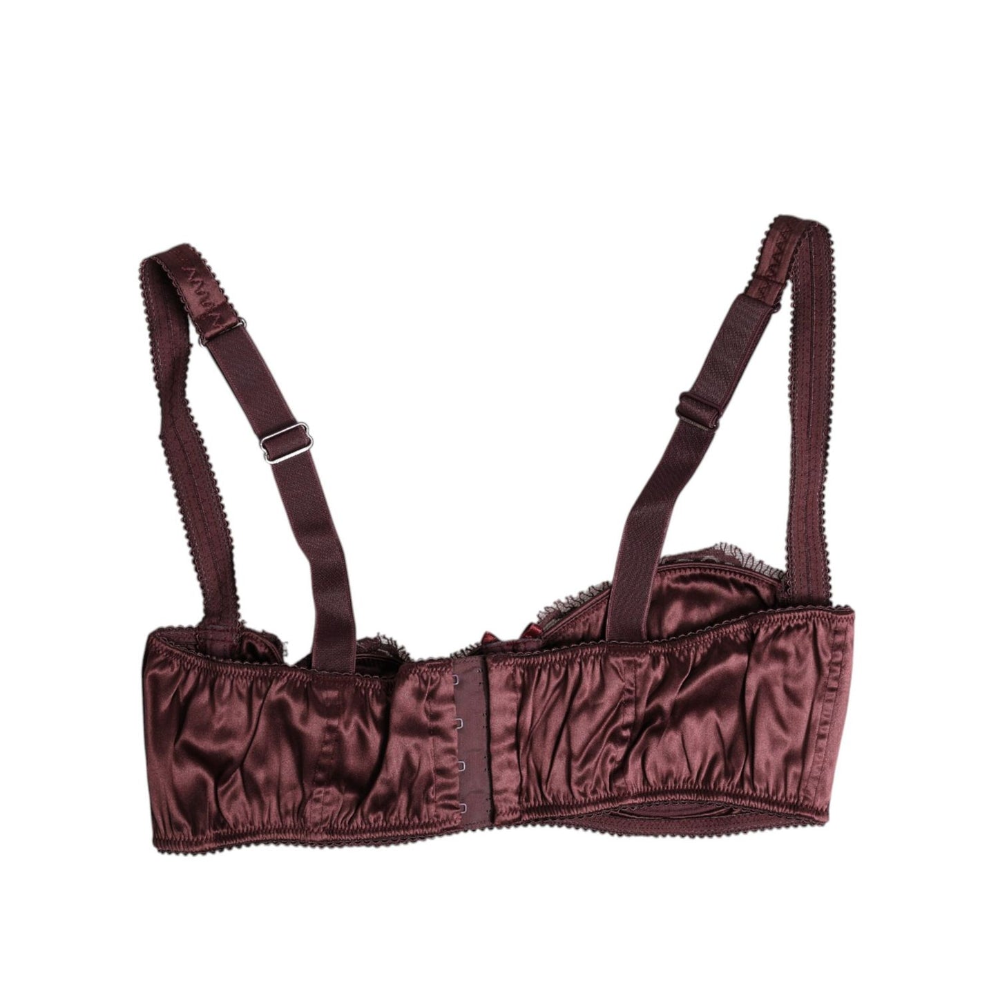 Dolce & Gabbana Burgundy Silk Underwired Balconette Bra Underwear