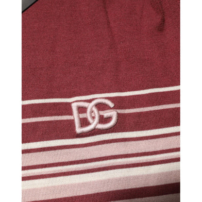 Dolce & Gabbana Cotton Burgundy Striped DG Logo Polo T-shirt