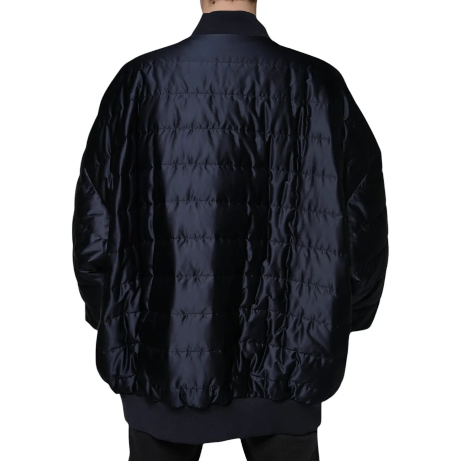Dolce & Gabbana Dark Blue Quilted Full Zip Bomber Jacket