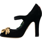 Dolce & Gabbana Black Roses Crystal Brooch Mary Jane Shoes LA10953-36