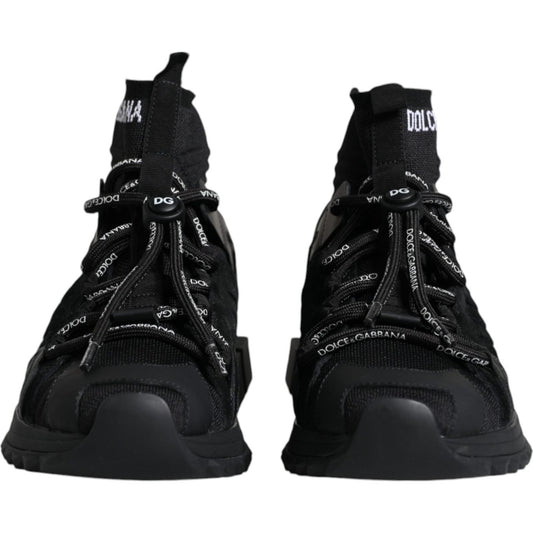 Dolce & Gabbana Black Sorrento Socks Logo Sneakers Shoes LA12166-39.5