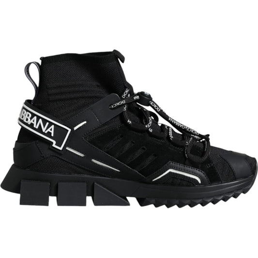 Dolce & Gabbana Black Sorrento Socks Logo Sneakers Shoes LA12166-39.5