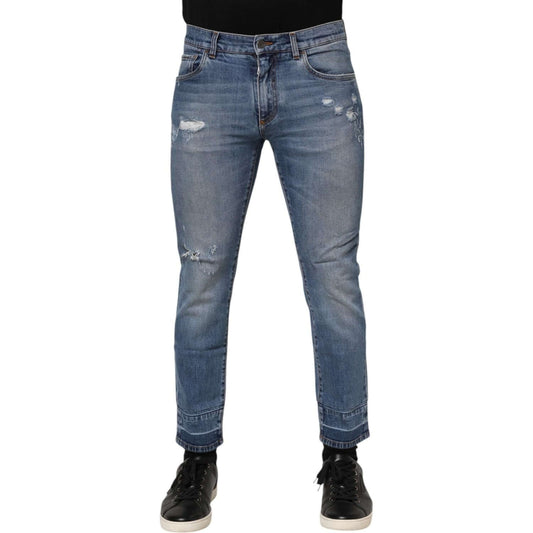 Dolce & Gabbana Blue Cotton Logo Plaque COMFORT Denim Jeans PAN76415-48