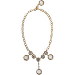 Dolce & Gabbana Gold Chain Brass Crystal Clock Statement Necklace SMY10353