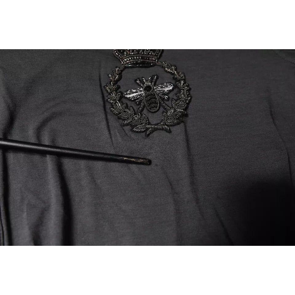Dolce & Gabbana Gray Crown Bee Embroidery Pullover Sweater TSH86888-52