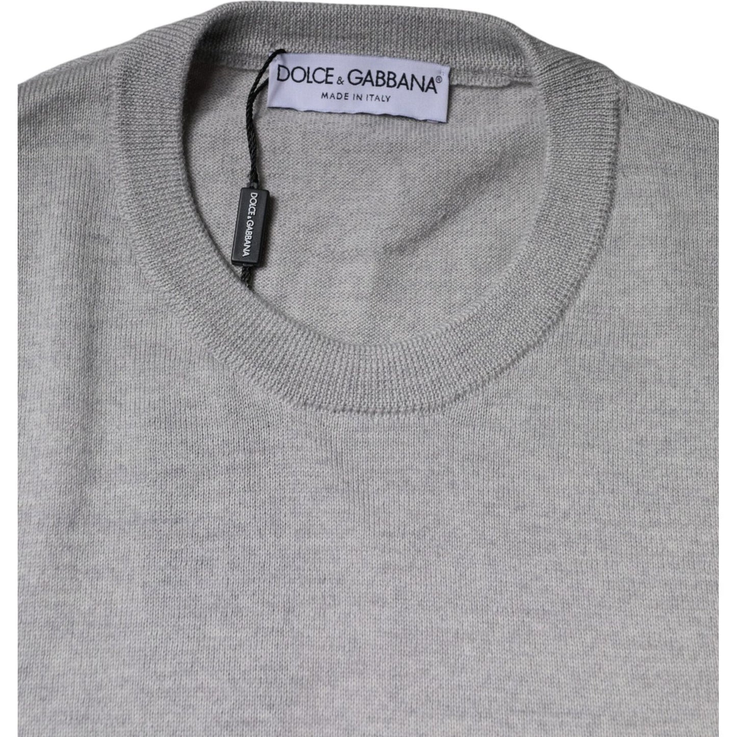 Dolce & Gabbana Light Gray Wool Crew Neck Pullover Sweater TSH86989-46