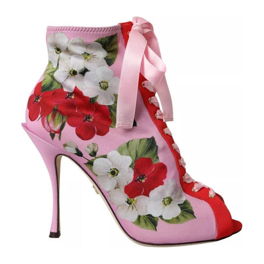 Dolce & Gabbana Multicolor Jersey Stretch Boots Open Toes Heels Shoes LA10812-39