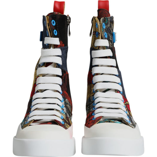 Dolce & Gabbana Multicolor Patchwork High Top Sneakers Shoes LA11983-35