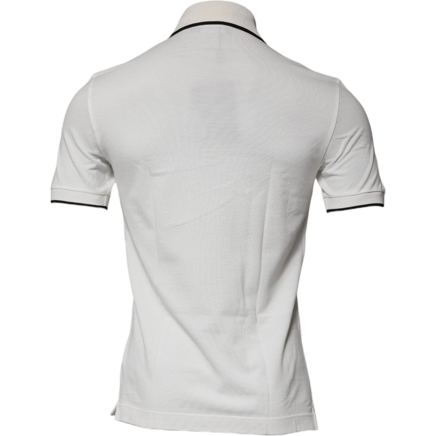 Dolce & Gabbana Off White Crown Cotton Collared Polo T-shirt TSH87424-44