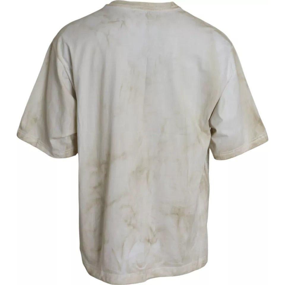 Dolce & Gabbana Off White Logo Cotton Crew Neck T-shirt TSH86331-52