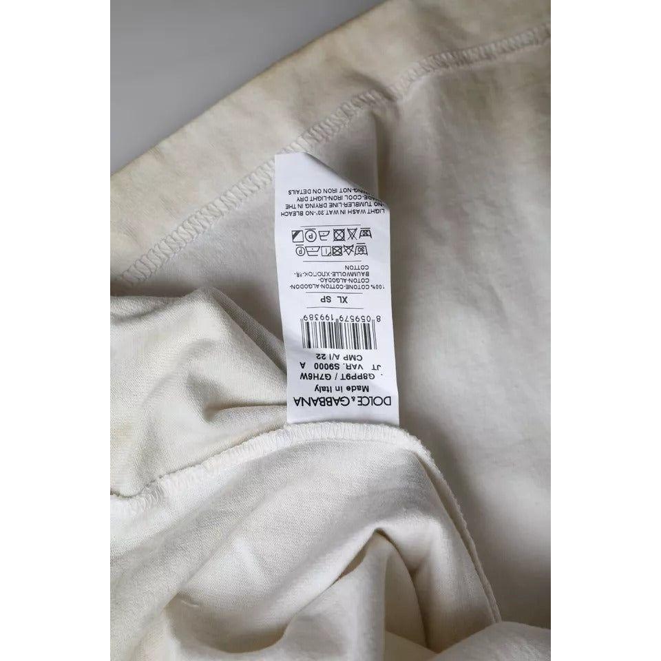Dolce & Gabbana Off White Logo Cotton Crew Neck T-shirt TSH86331-52