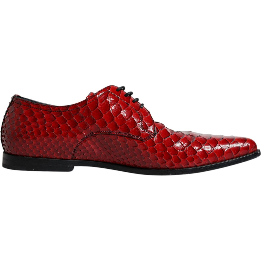 Dolce & Gabbana Red Textured Varnished Derby Men Formal Shoes MV6341-43