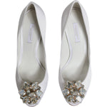 Dolce & Gabbana White Crystals Peep Toe Satin Pumps Shoes LA11803-35.5