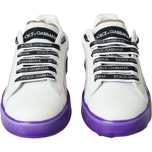 Dolce & Gabbana White Leather Portofino Low Top Sneakers Shoes LA10847-35
