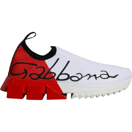 Dolce & Gabbana White Red Low Top Sorrento Men Sneakers Shoes LA11793-36