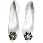 Dolce & Gabbana White Taormina Lace Crystal Heels Pumps Shoes LA11938-36