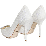 Dolce & Gabbana White Taormina Lace Crystal Heels Pumps Shoes LA11938-36
