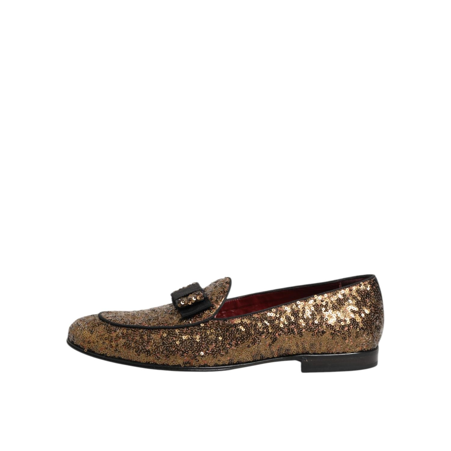 Dolce & Gabbana Gold Sequined Slip On Loafers Men Dress Shoes