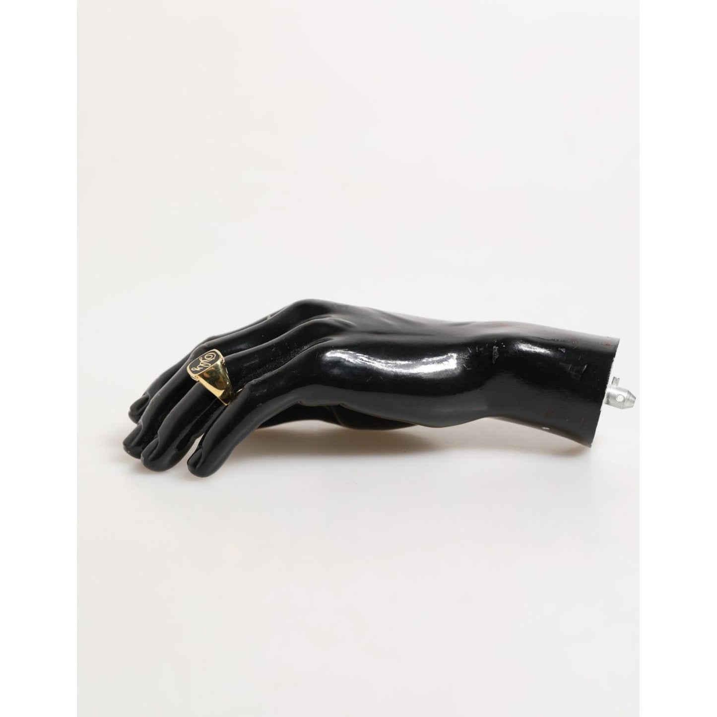 Dolce & Gabbana Gold Tone Enamel Brass Signet DG Logo Adjustable Ring