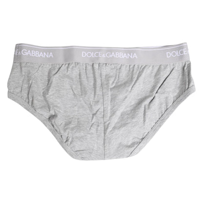 Dolce & Gabbana Gray Cotton Stretch Regular Brief Underwear