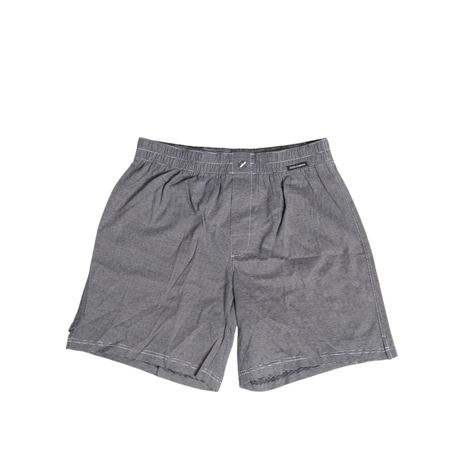 Dolce & Gabbana Gray Striped Cotton Regular Boxer Underwear
