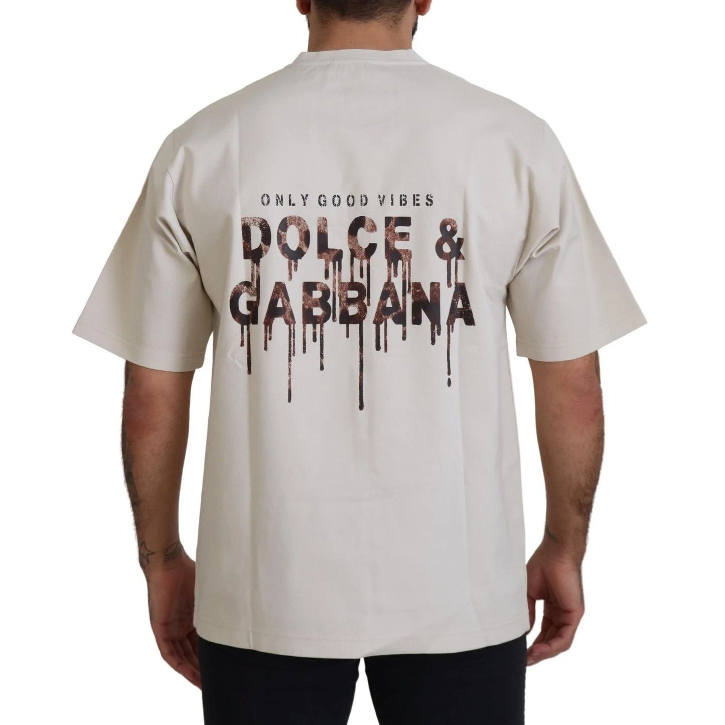 Dolce & Gabbana Ivory Cotton Ivory Printed Crewneck