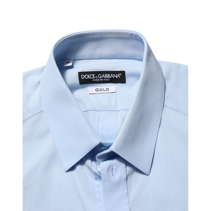 Dolce & Gabbana Light Blue Cotton GOLD Formal Men Dress Shirt
