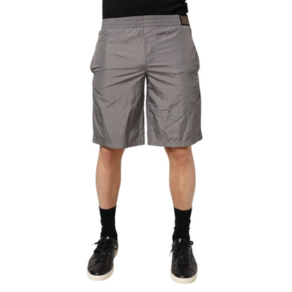 Dolce & Gabbana Light Gray Nylon Elastic Waist Shorts Swimwear