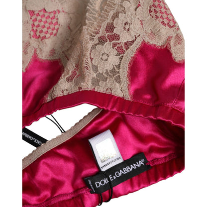 Dolce & Gabbana Magenta Floral Lace Silk Non Wire Bra Underwear