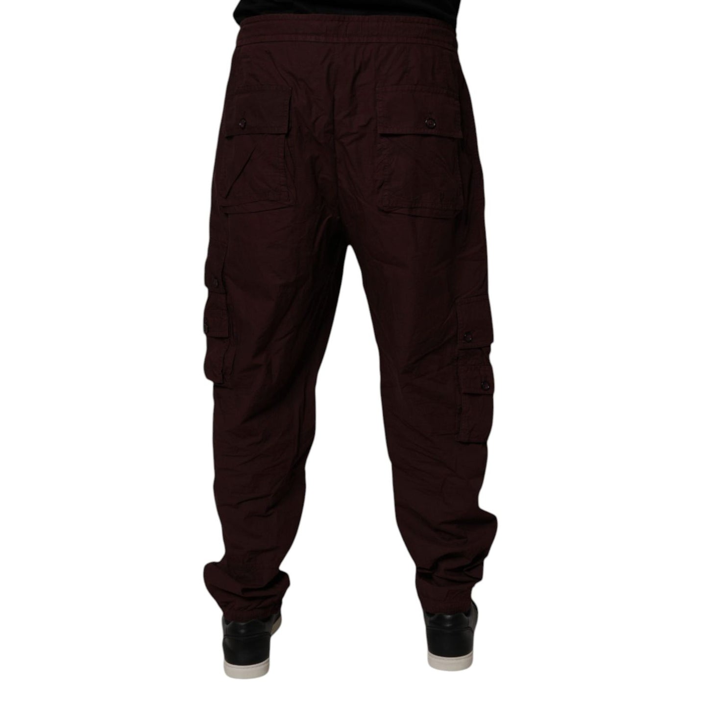Dolce & Gabbana Maroon Cotton Cargo Jogger Sweatpants Pants