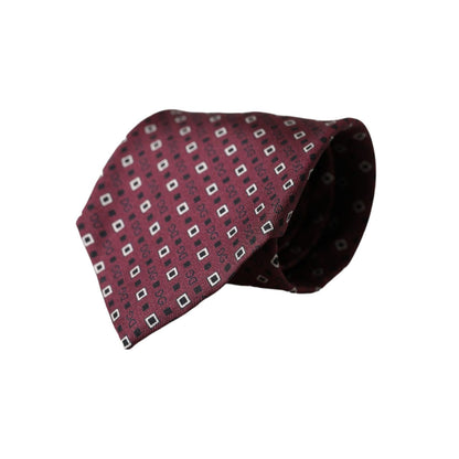 Dolce & Gabbana Maroon Silk Branded Logo Adjustable Men Tie