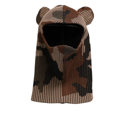 Dolce & Gabbana Multicolor Camouflage Balaclava Mask Men Cap One Size Hat featuring bold design and breathable fabric.